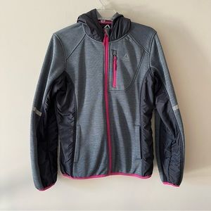 Reebok Neon Pink and Grey Marled Zip-up Activewear Hoodie